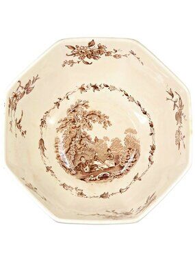 Mason’s Watteau Brown 7" Octagonal Vegetable Bowl England Ironstone Vintage